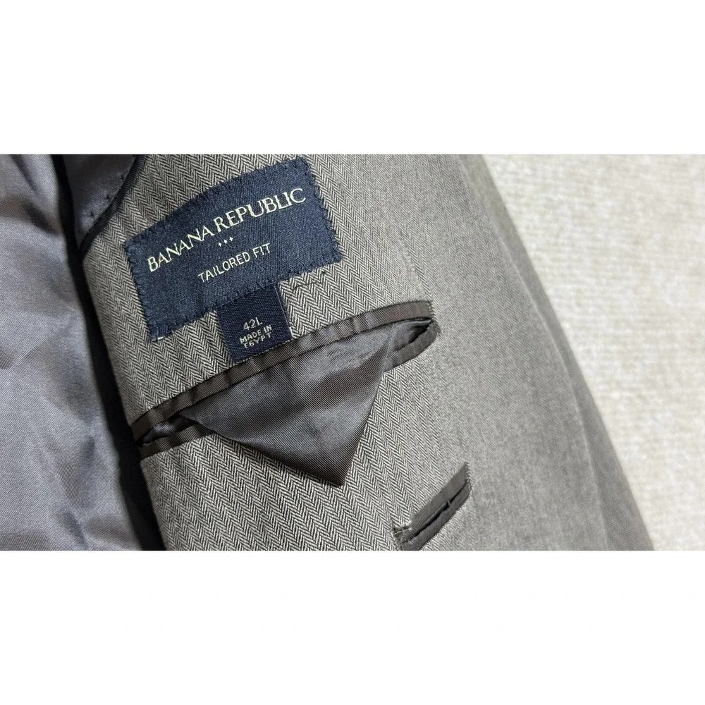Banana Republic Blazer Mens 42L Brown Herringbone Tailored Fit Sport Coat Jacket